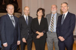 v.l.n.r. Thomas Dangl, Martin Kocher, Lucrezia Reichlin, Thomas Wieser und Josef Zechner 